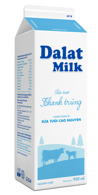 Sữa Tươi Thanh Trùng Nguyên Chất Dalatmilk 950ml